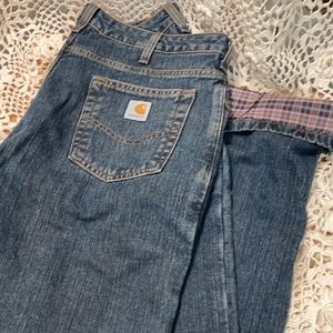 Carhart flannel lined jeans relaxed fit size 8 32 inseam